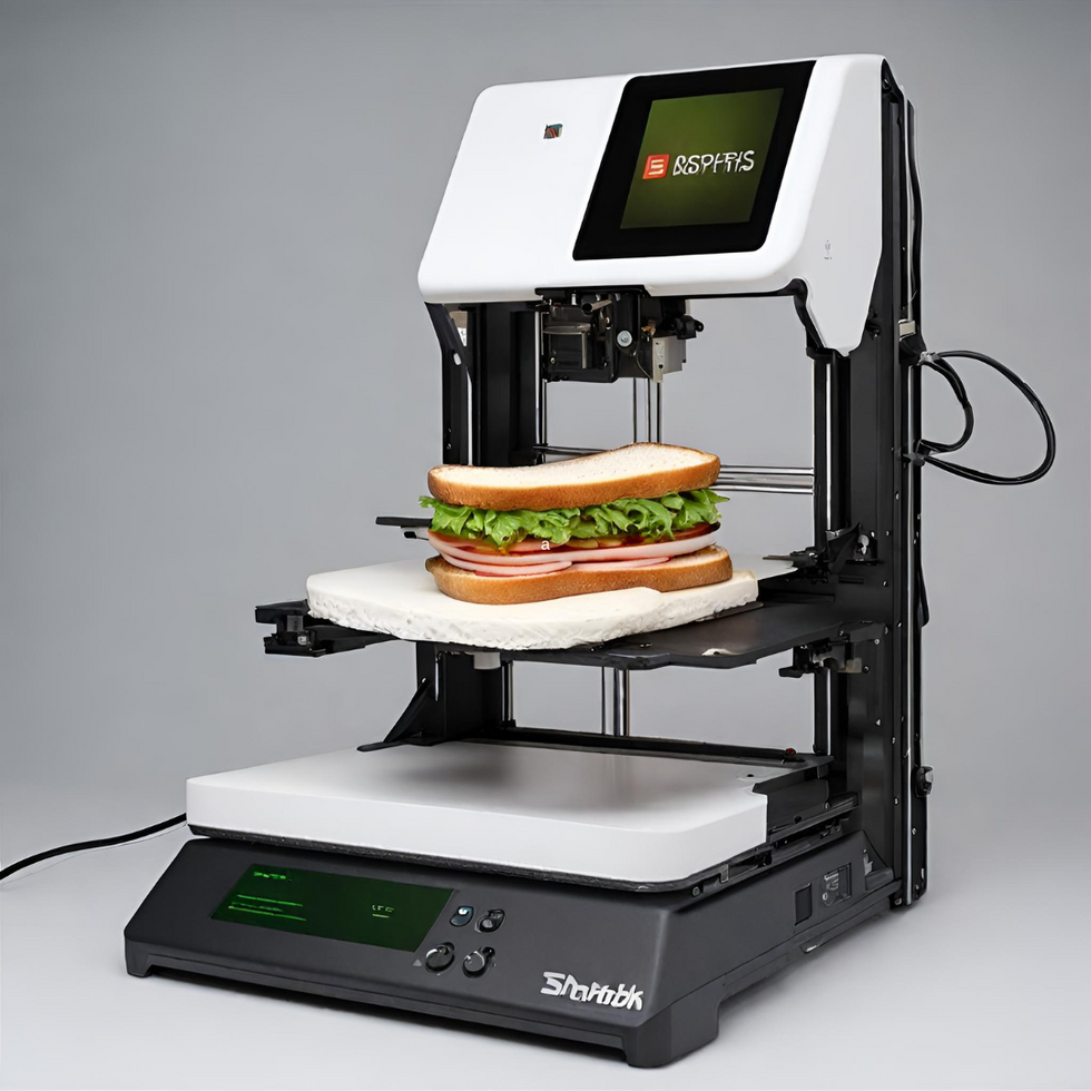 3D printer printing a sandwich