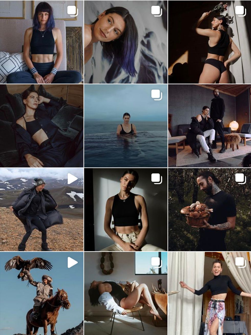 A 3 by 4 grid of 12 photos as shown on Sorelle Amore's Instagram page.