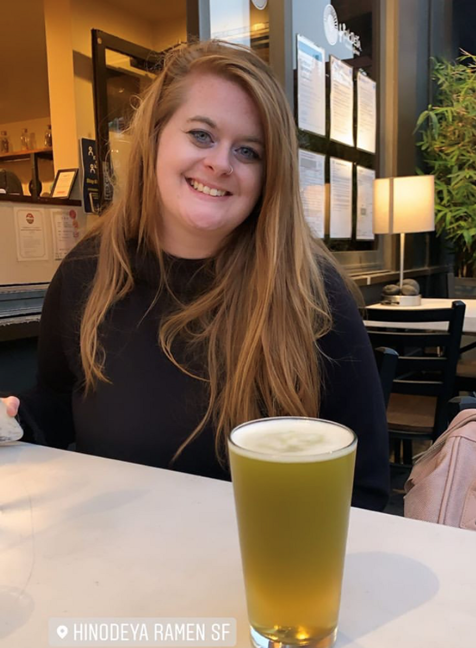 a beer with a cup of matcha