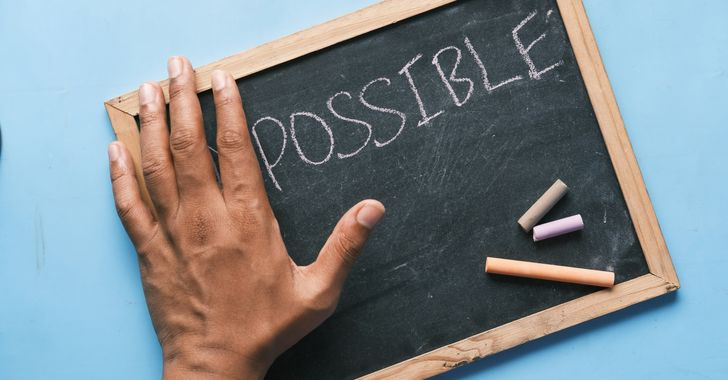 a chalkboard with the word possible written on it