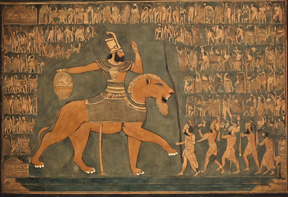 a depiction of the Epic of Gilgamesh, a king searching for the secret to eternal life