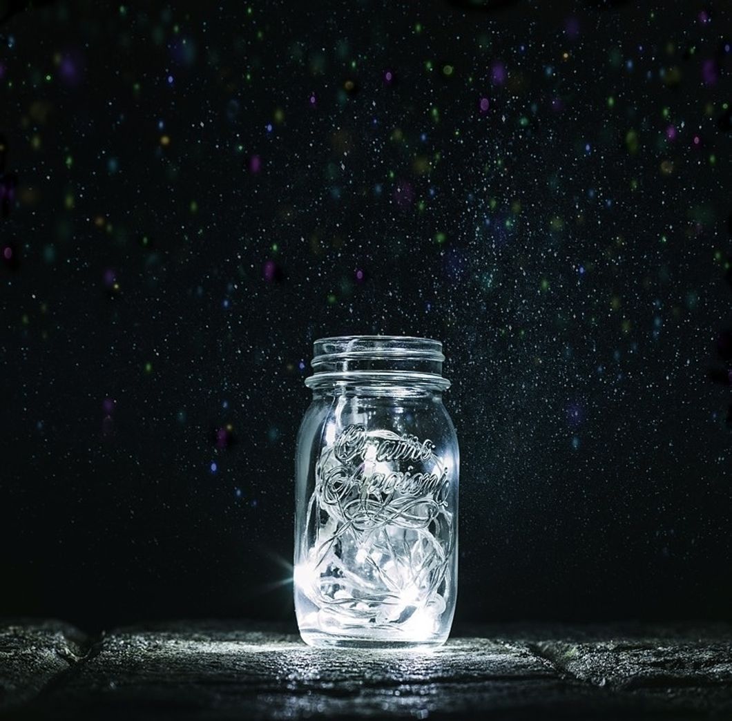 A jar with fireflies