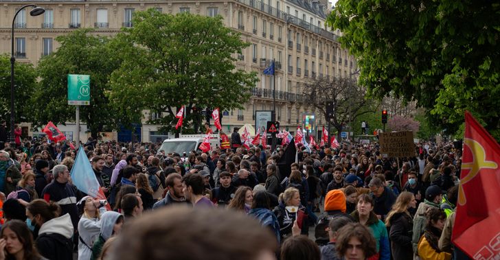a march for labor rights on may 1 in paris france