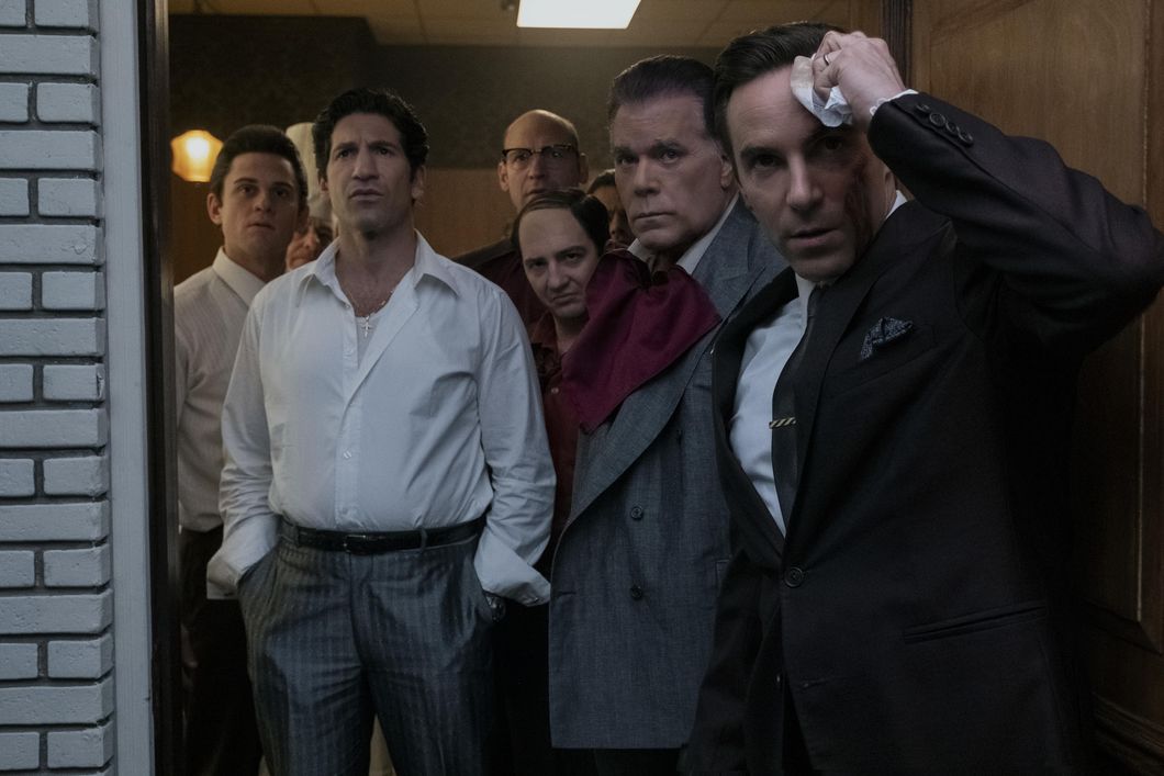 A movie still from the film "The Many Saints of Newark," starring Alessandro Nivola, Jon Bernthal, Ray Liotta and more.