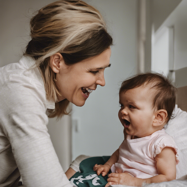 a person talking to a baby