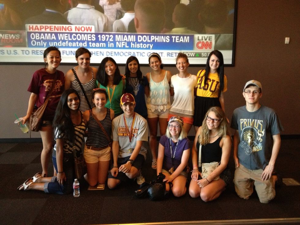 A photo of ASU Cronkite School students, August 2013.