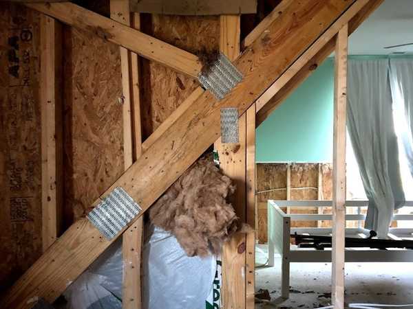 A picture of some of the damage done to my home from Hurricane Florence. In the background is my old bedroom.