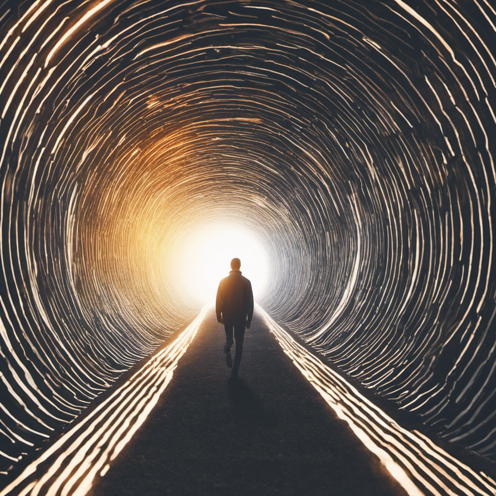 a tired person seeing light at the end of the tunnel, the energy they need to feel motivated