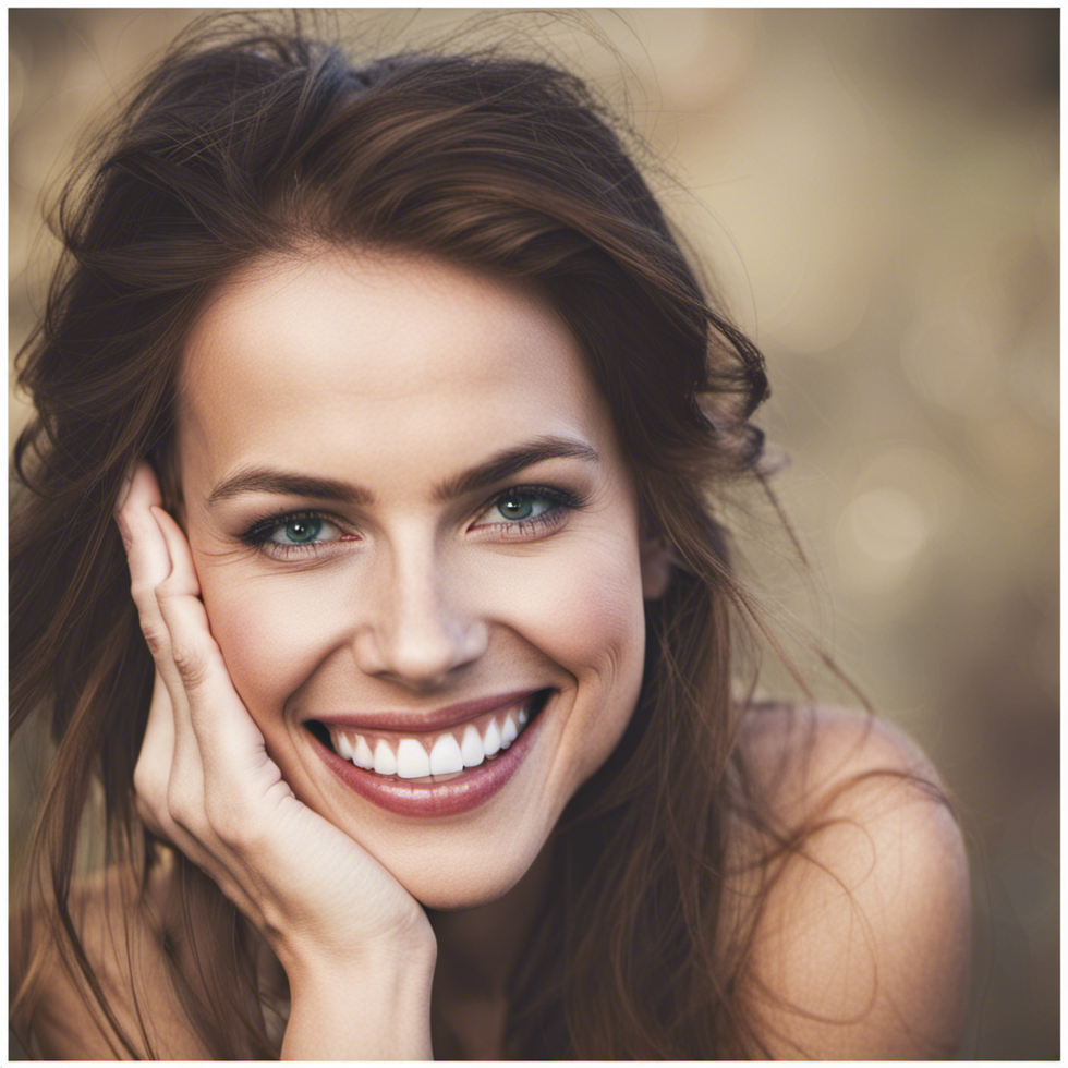 A woman has a great big smile