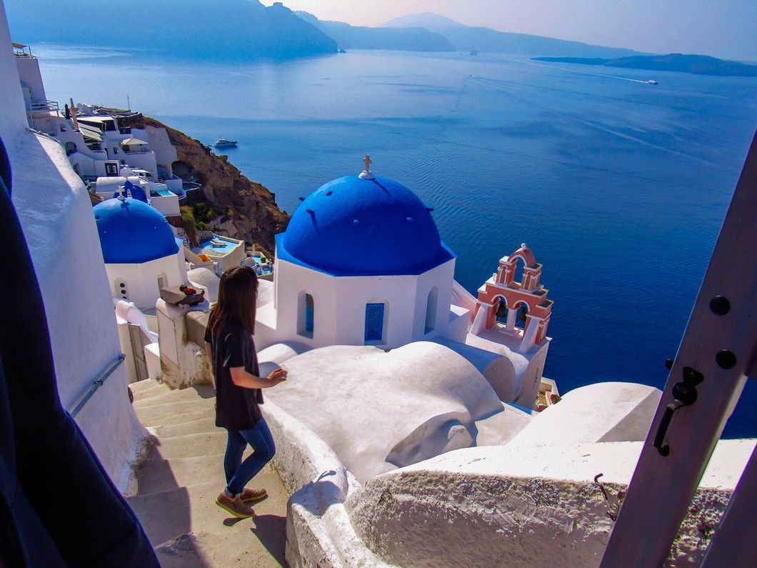 american tourist visiting greece