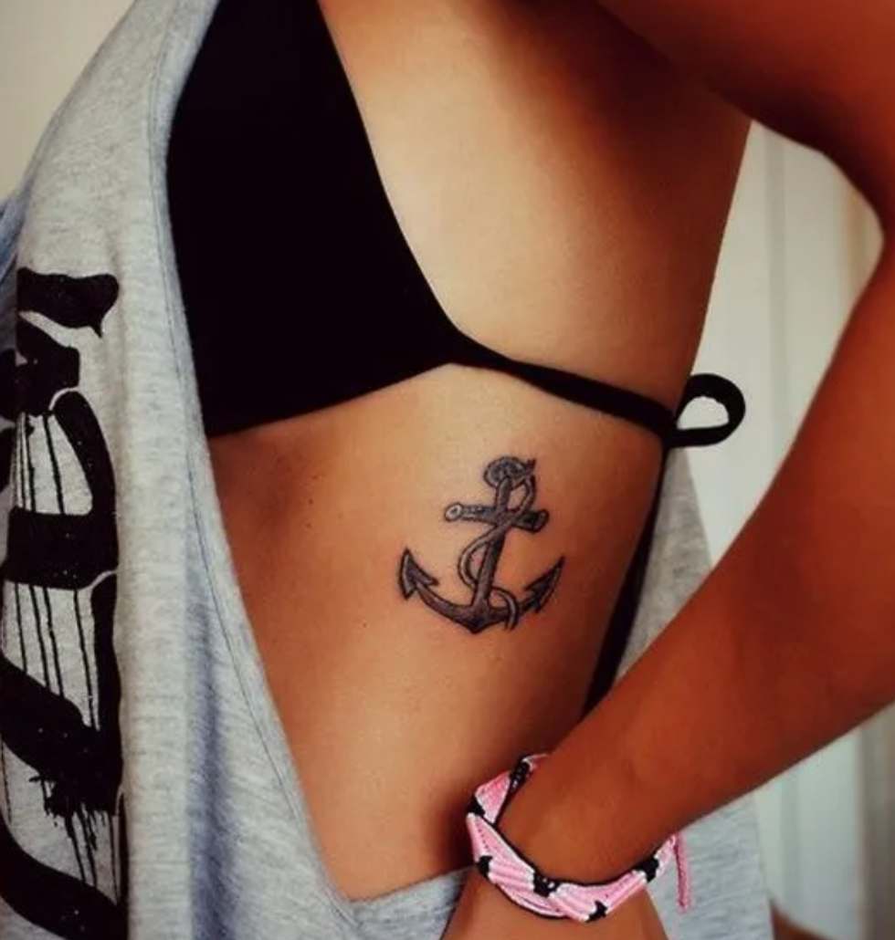 An anchor tiny tattoo