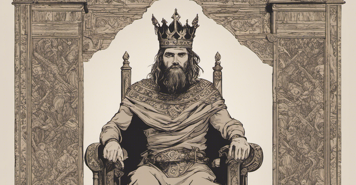 Ancient king sits on throne