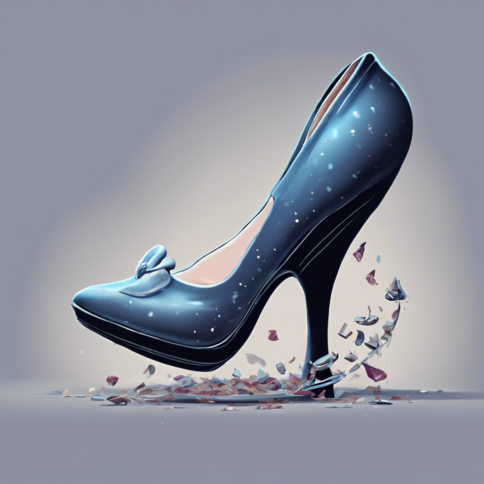 Animated image of a Blue high heel closed shoe