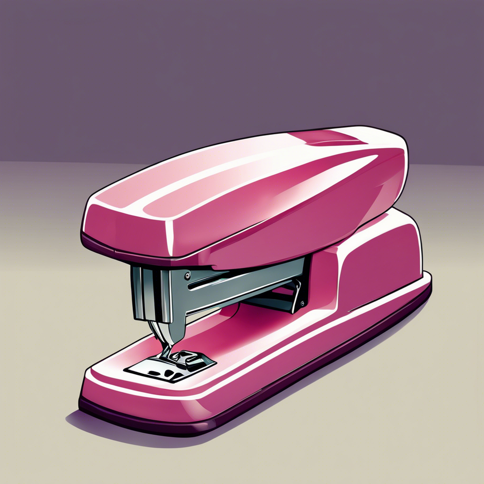 Animated image of a pink stapler