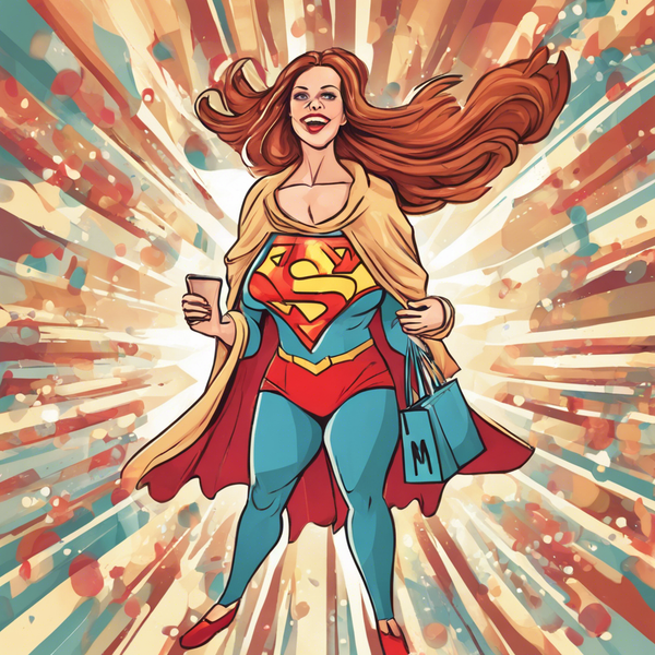 Animated image of a woman in a super woman outfit flying