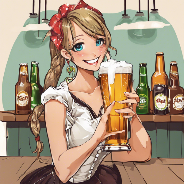 Animated image with a girl holding a full beer glass