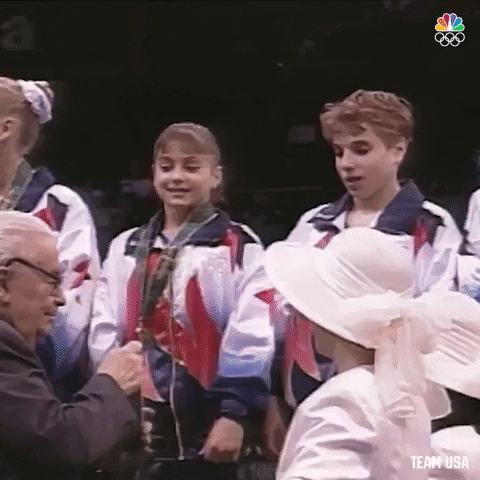 Atlanta 1996 USA team getting their gymnastic medals