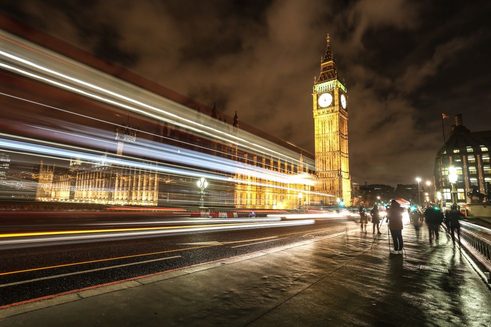 Big Ben at Night, blurred traffic