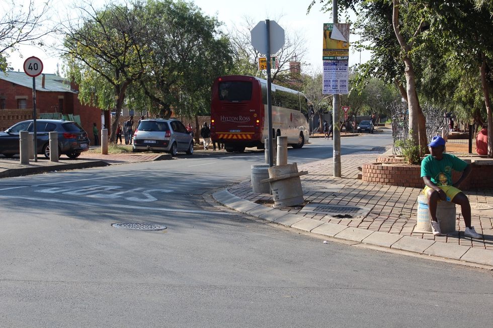 Bus, Soweto, road, guy, trees, day