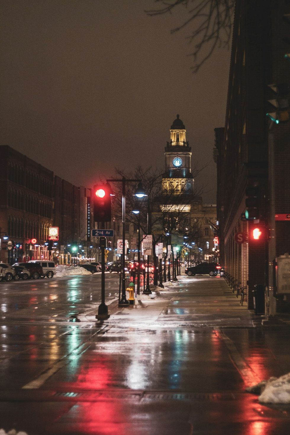 cars on road during night time