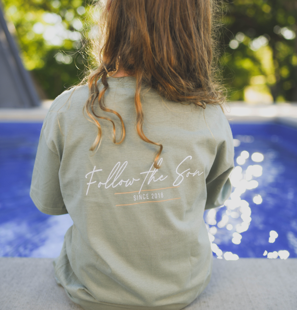 christian clothing follow the son olive green t shirt faith based apparel