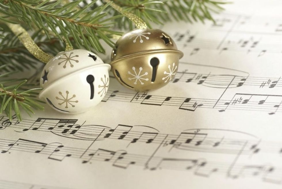 Christmas bells on a music sheet