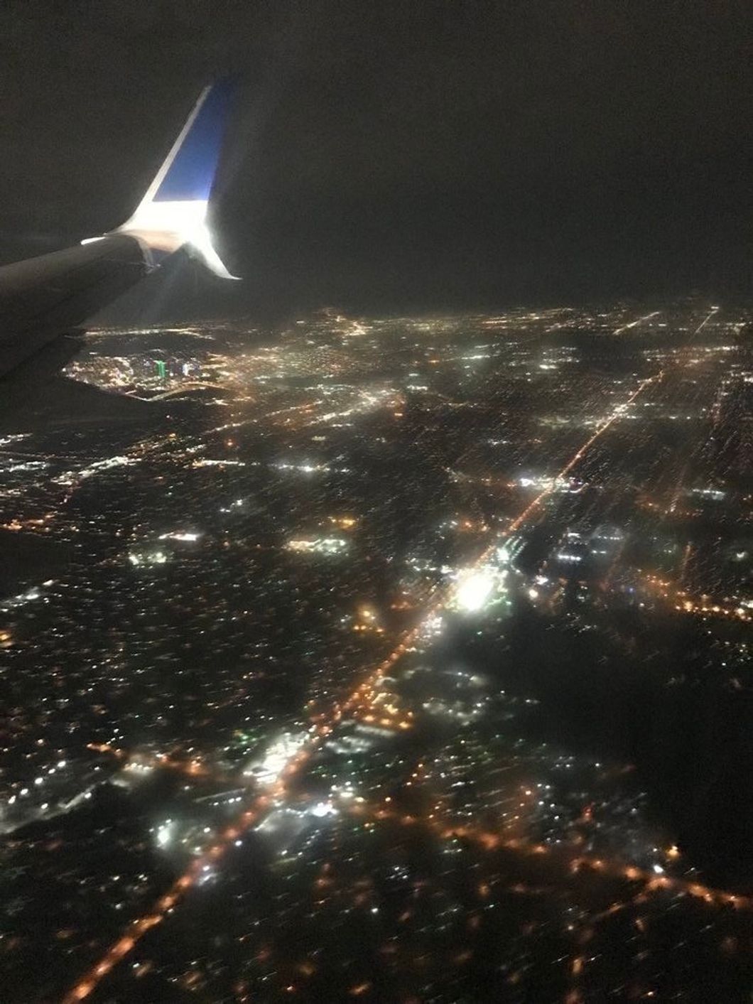 city lights from a plane