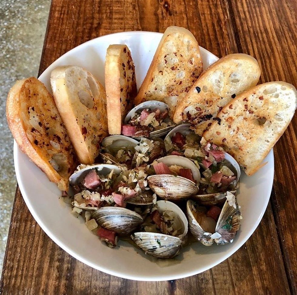 Clams and Tasso Toast