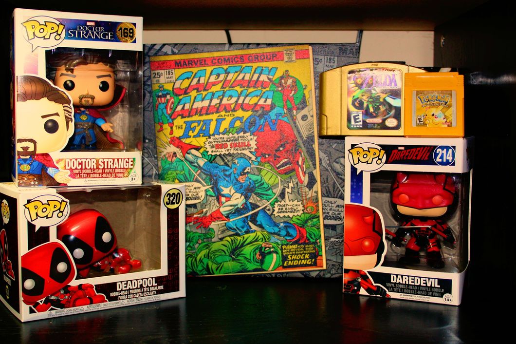 comic book and pop toys
