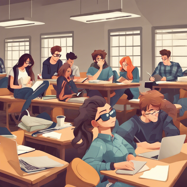 cool group of lazy college students in class