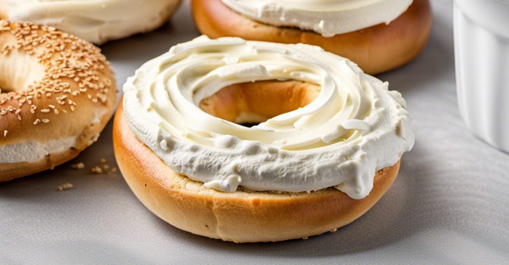 Cream cheese on a bagel