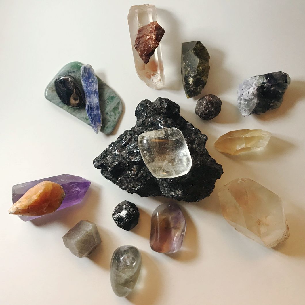 Crystal Grid with stones mentioned and Tangerine Quartz