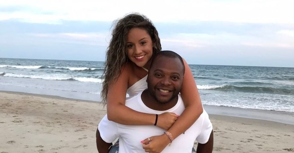 daughter and stepfather on beach