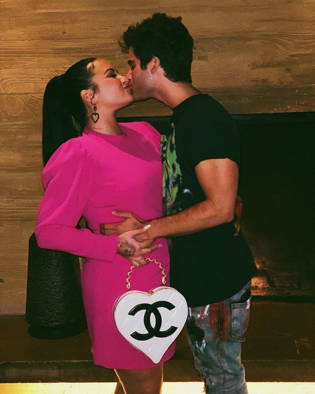 Demi Lovato and Max Ehrich kissing