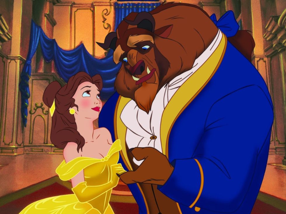 Disney's Beauty and the Beast dancing in the ball room.
