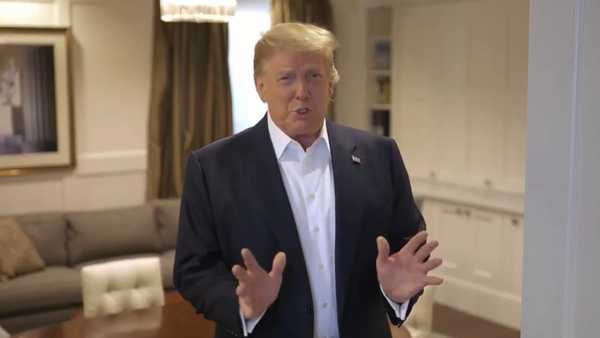 Donald Trump addresses his hospitalization at Walter Reed Medical Center, gesticulating in his typical fashion to show that something that is of major concern is really of 'no concern' to the American people.