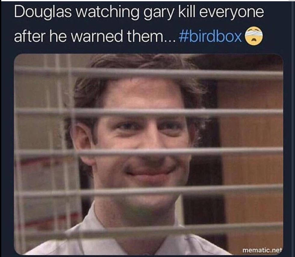 Douglas watching gary kill everyone after he warned them...#birdbox