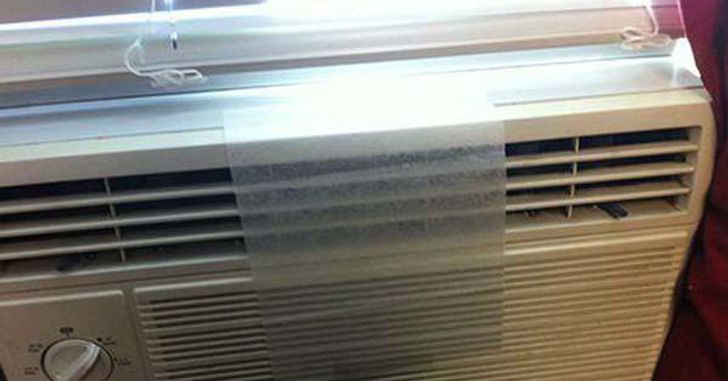 dryer sheet on air conditioner in dorm room