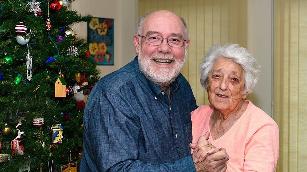 Elderly people walking around