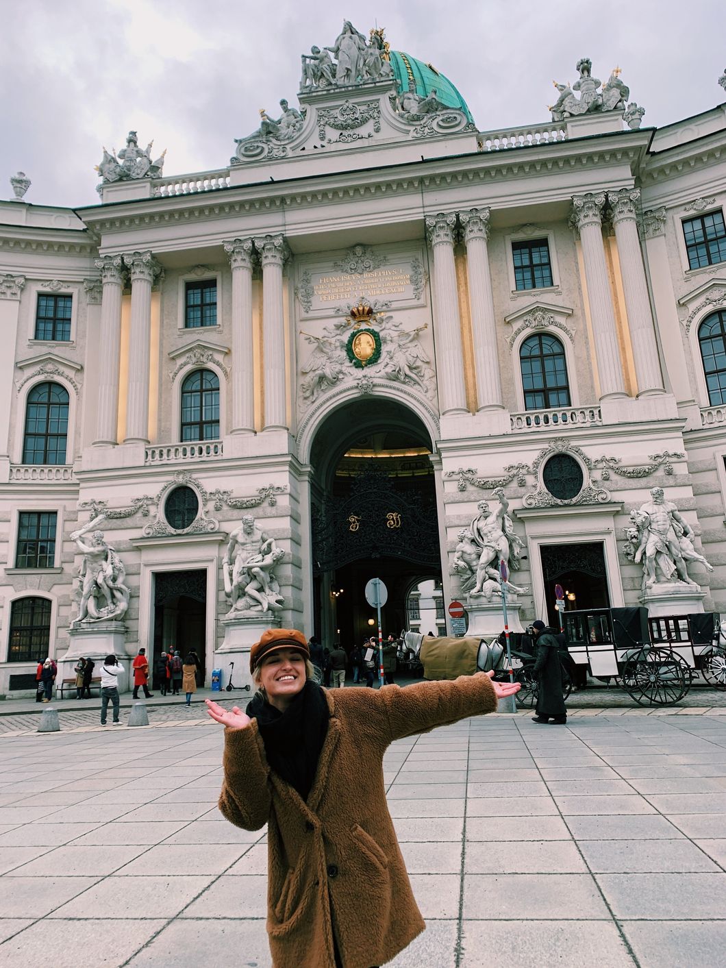 Europe, travel, winter, Vienna, Austria, pose, girl, architecture, city, smile