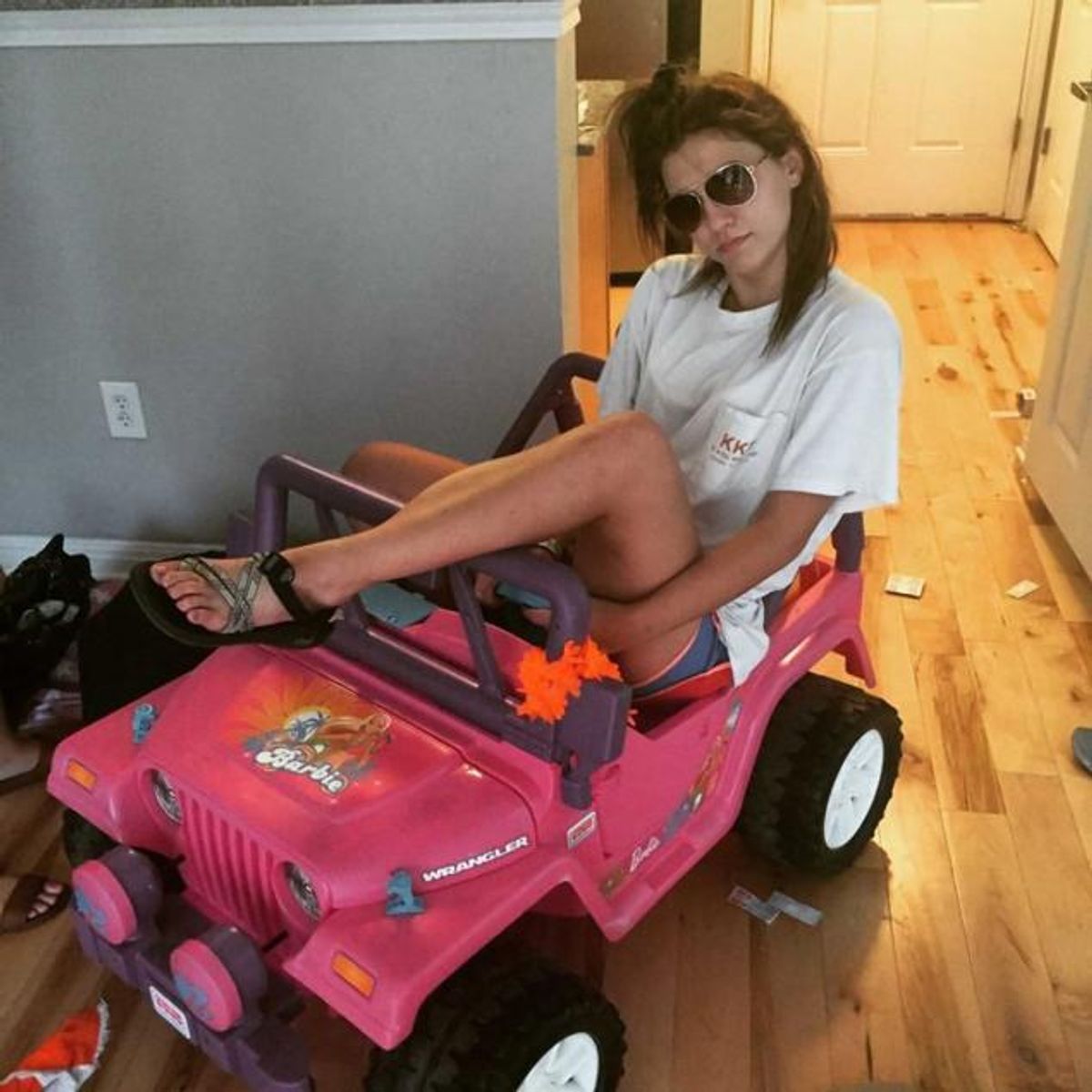 The Girl With The Pink Barbie Jeep