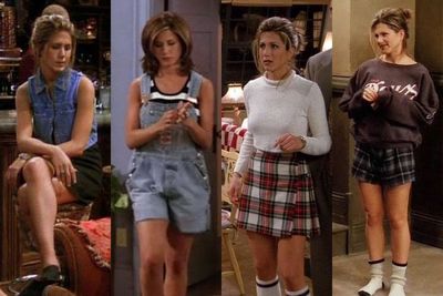 Rachel Green wearing iconic and trendy outfits in Friends