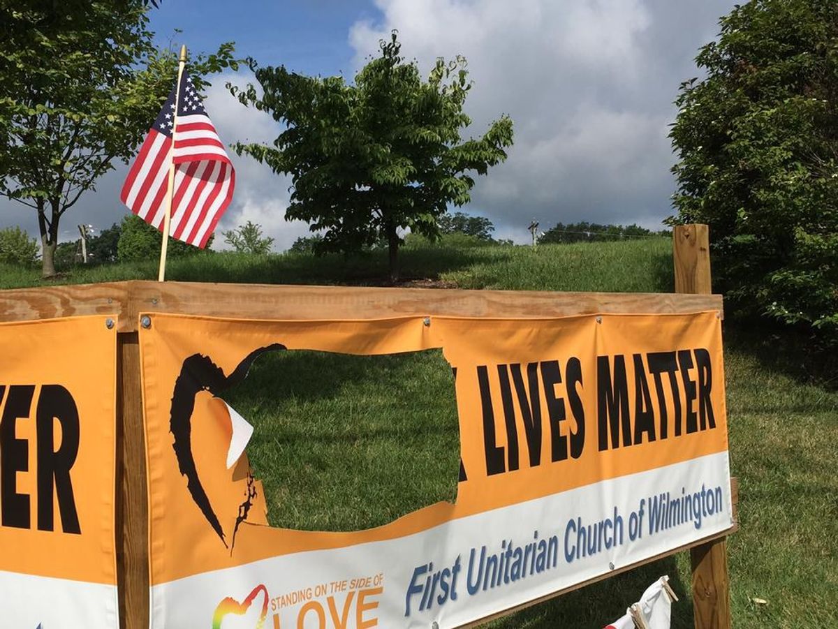 First Unitarian Church in Wilmington, DE Won't Let Vandalized Black Lives Matter Banner Stop Progress
