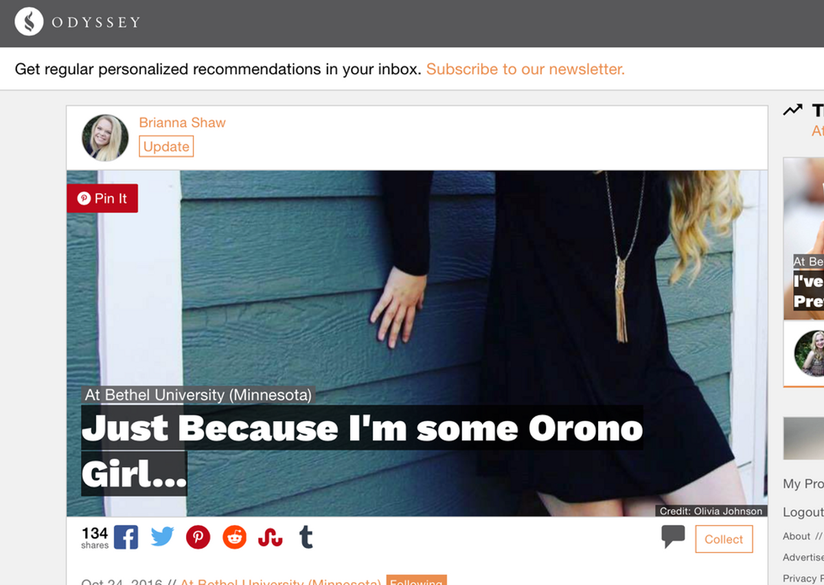 Editor's Response To 'Just Because I'm Some Orono Girl'