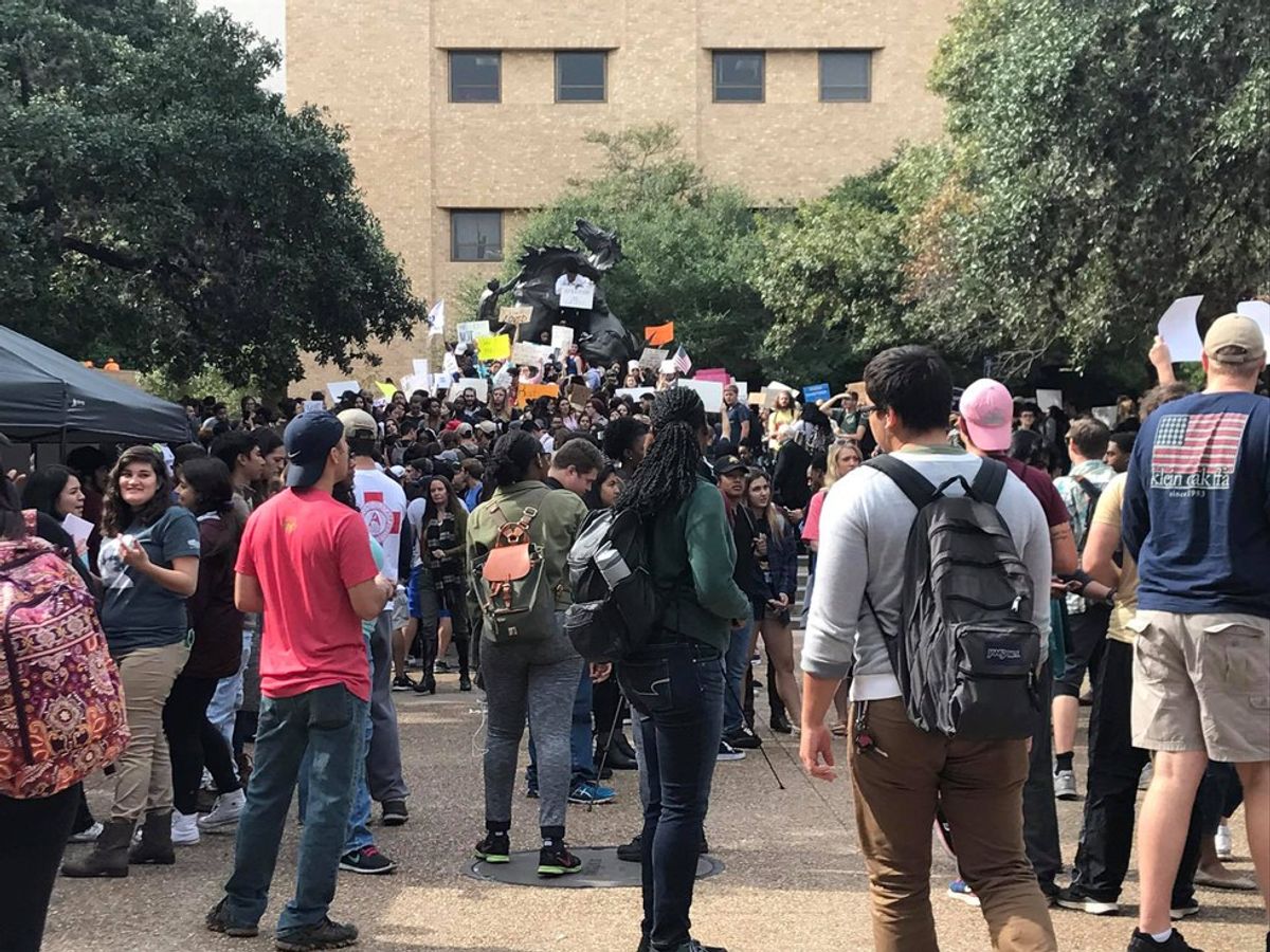 Anti-Trump Protest Takes Place At Texas State University
