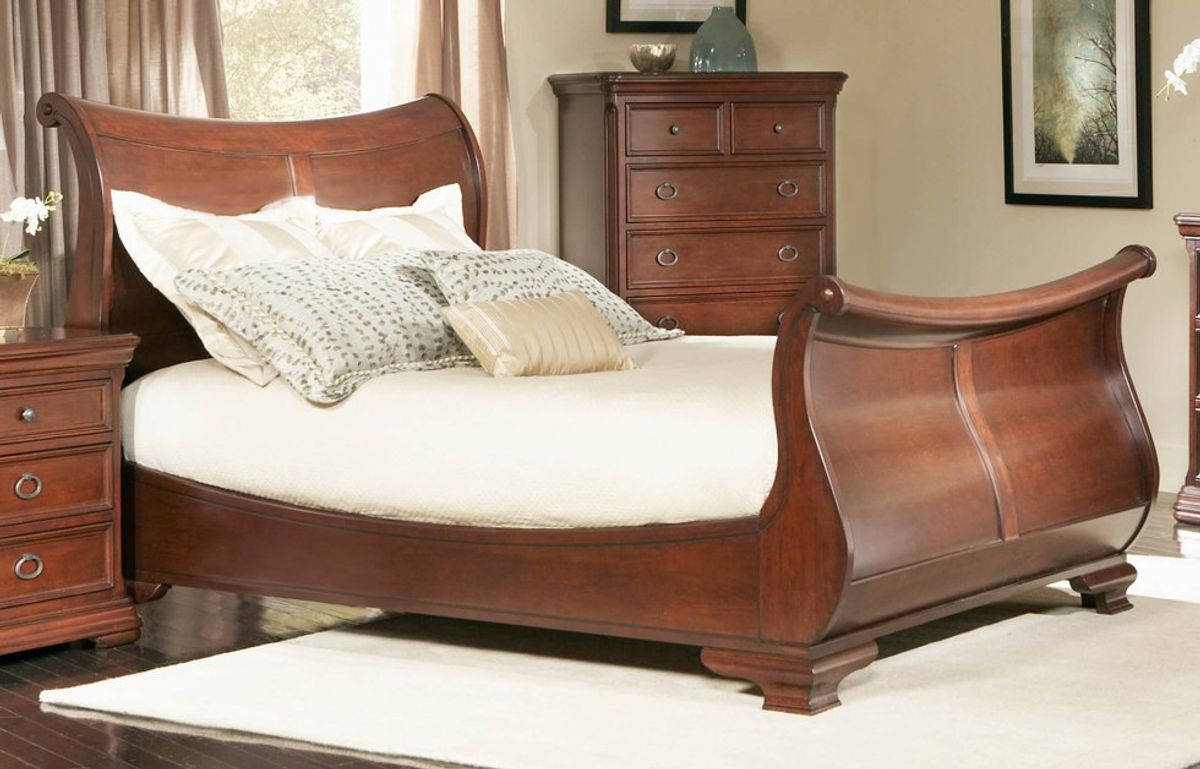 A Sleigh Bed Frame Brings Comfort And Elegance To The Bedroom