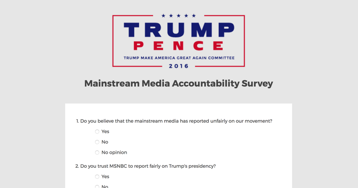 Trump Creates Fake News Survey