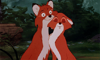 Fox and the Hound cuddling gif
