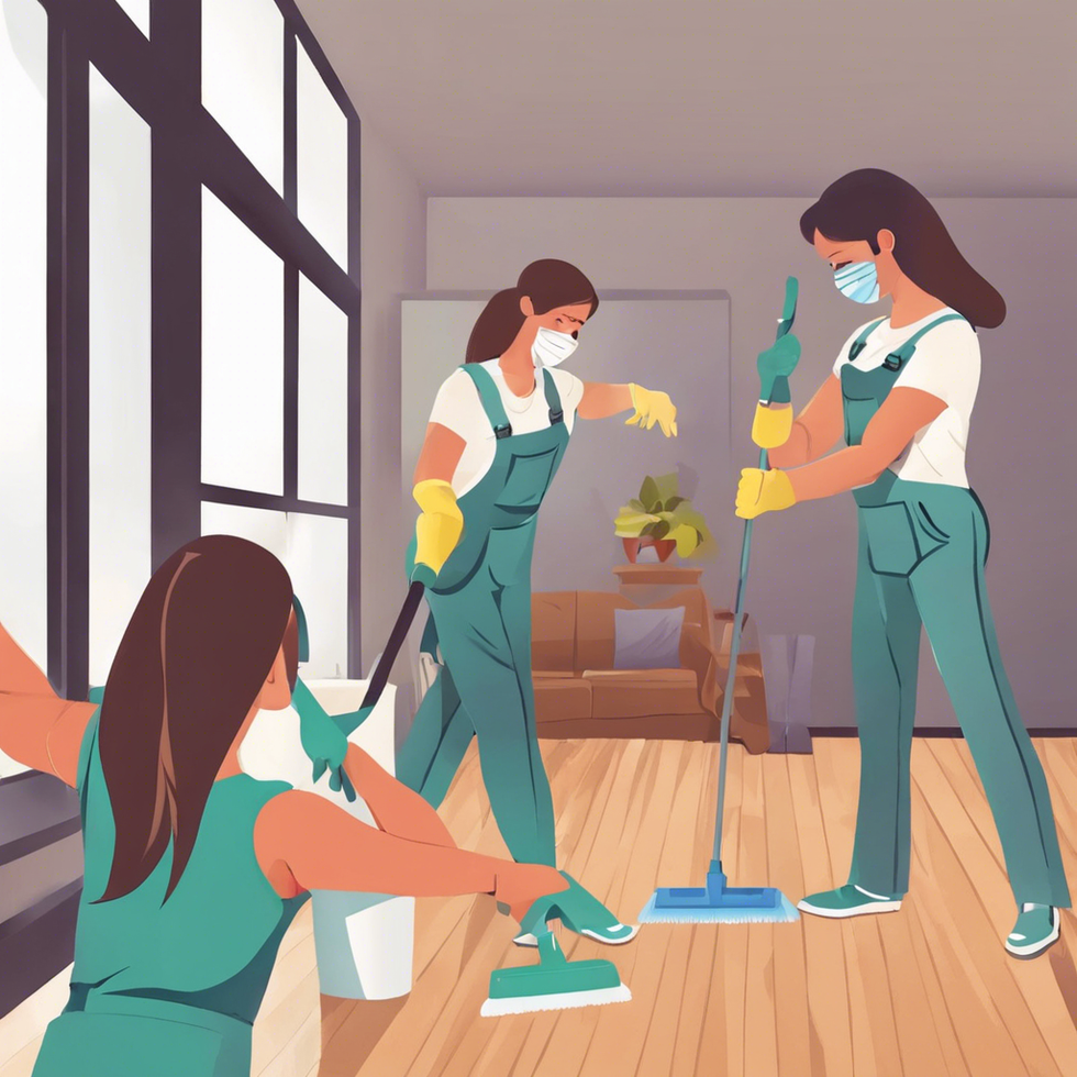 friends cleaning apartment