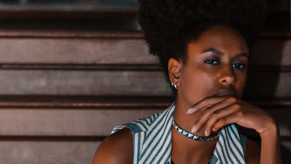 frowning black woman